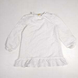 Vtg Evy White Polka Dot Layering Dress Girls Sz 4-5T Long Sleeve Pinafore